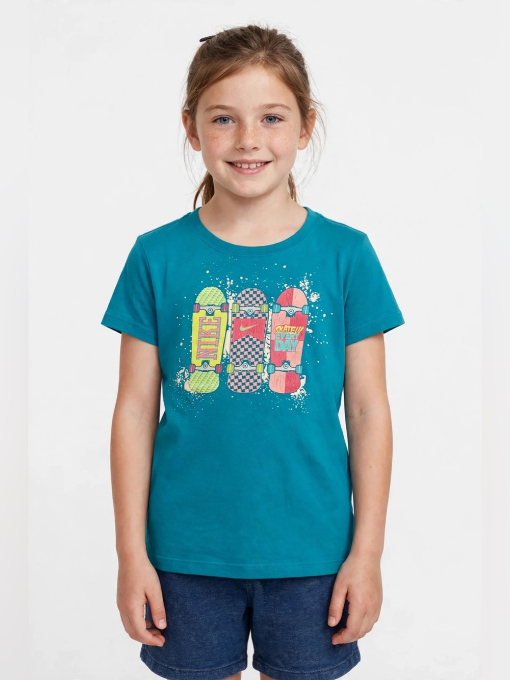 Nike Teal Skateboard Graphic Kids Tee